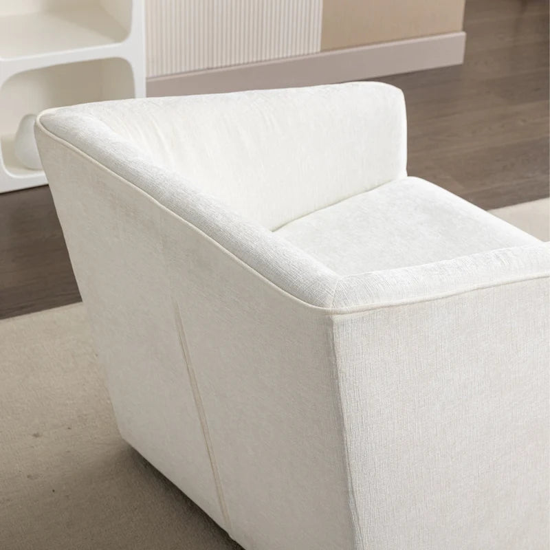 31 Chenille Upholstered Barrel Arm Chair with Swivel Base