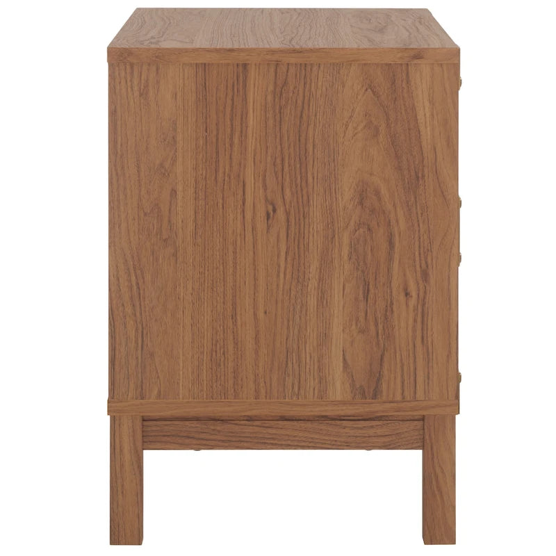 2-Drawer Nightstand with Ring Pulls and Gold Hardware