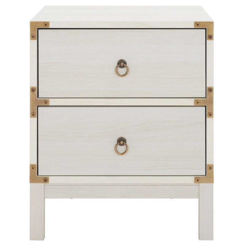 2-Drawer Nightstand with Ring Pulls and Gold Hardware