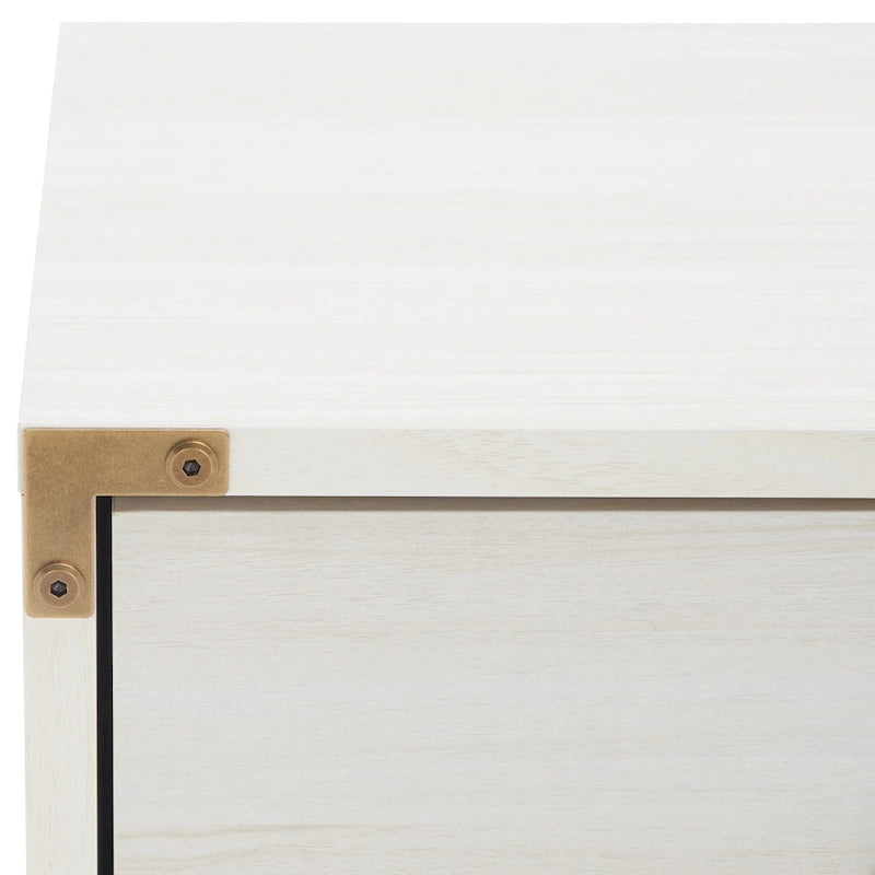 2-Drawer Nightstand with Ring Pulls and Gold Hardware