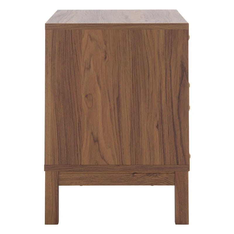2-Drawer Nightstand with Ring Pulls and Gold Hardware