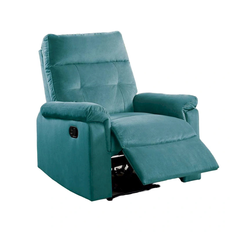 Manueller Relaxsessel mit getuftetem blauem Samtbezug