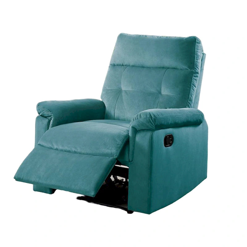Manueller Relaxsessel mit getuftetem blauem Samtbezug
