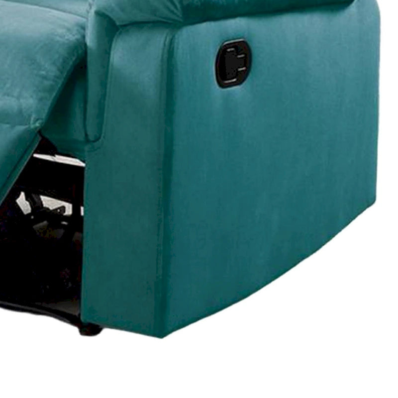 Manueller Relaxsessel mit getuftetem blauem Samtbezug