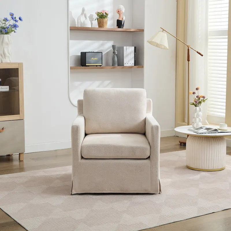 Swivel Accent Chair with Removable Back Cushion