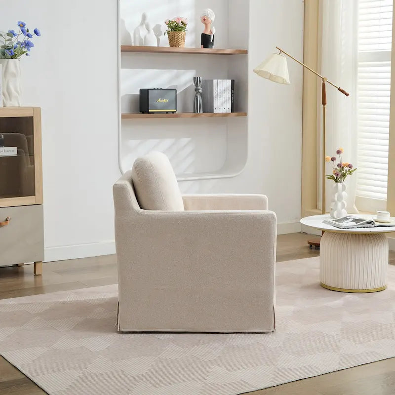 Swivel Accent Chair with Removable Back Cushion