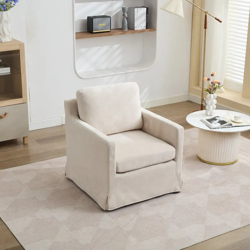 Swivel Accent Chair with Removable Back Cushion