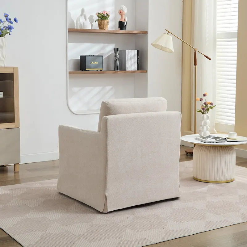 Swivel Accent Chair with Removable Back Cushion