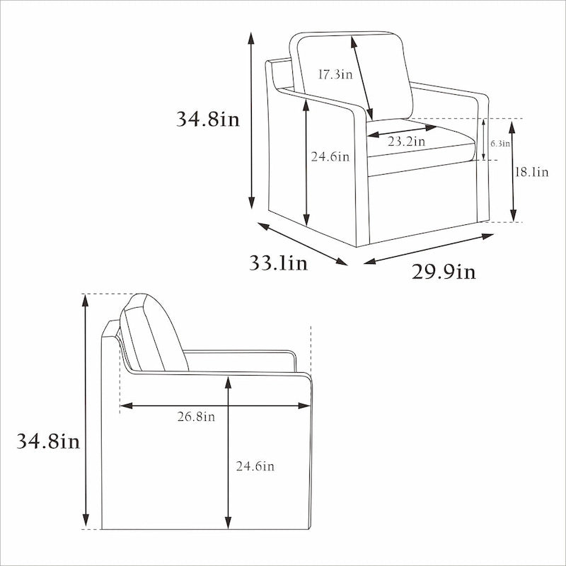 Swivel Accent Chair with Removable Back Cushion