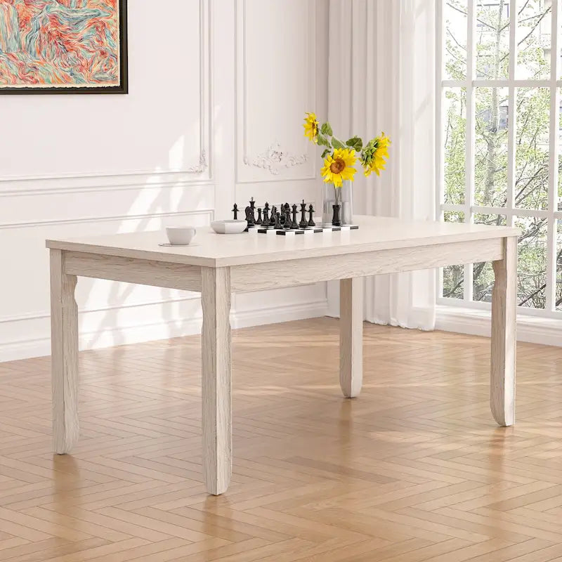 63" Grey Solid Wood Farmhouse Dining Table
