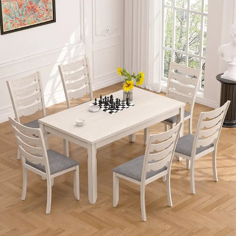 63" Grey Solid Wood Farmhouse Dining Table