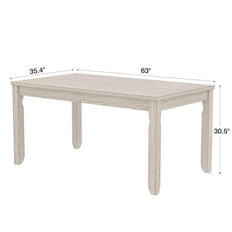 63" Grey Solid Wood Farmhouse Dining Table