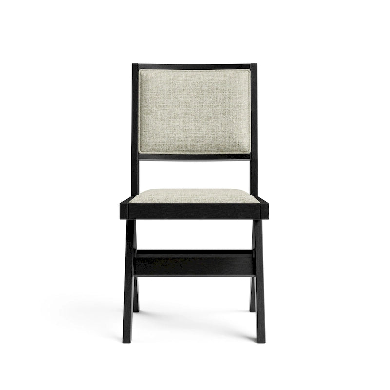 Modern Black Padded Fabric Dining Chairs (Set of 2)