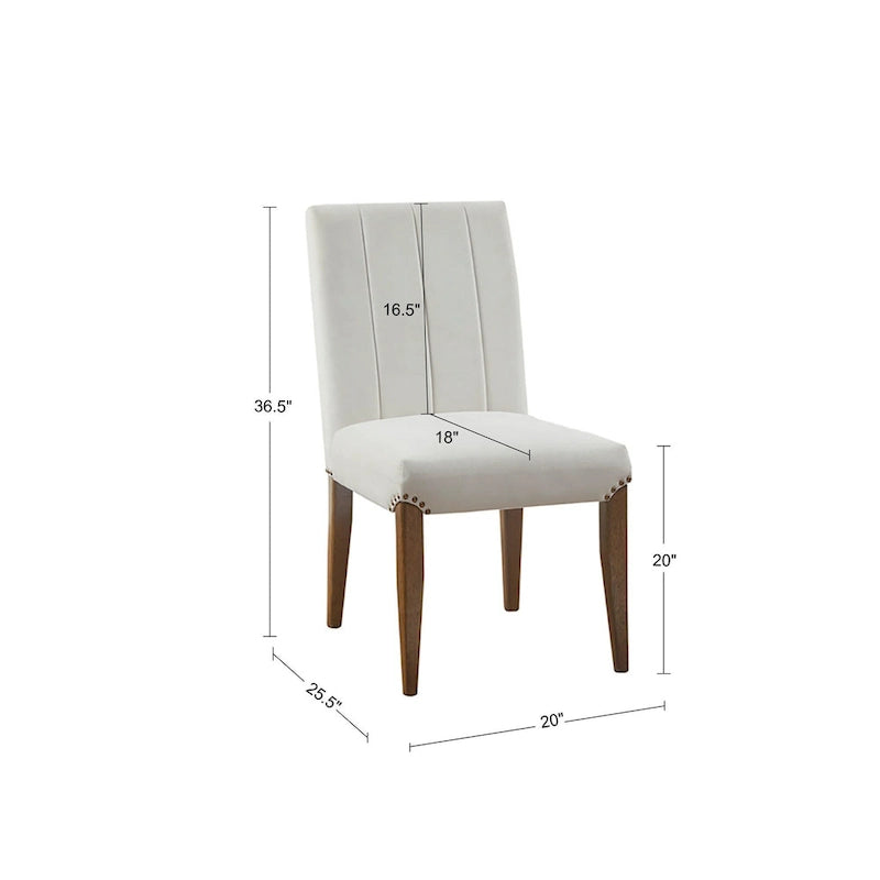 Cream Channel Tufted Upholstered Dining Chair (Set of 2)