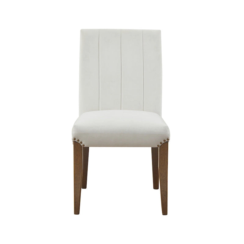 Cream Channel Tufted Upholstered Dining Chair (Set of 2)