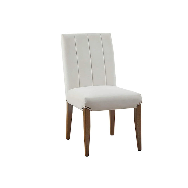 Cream Channel Tufted Upholstered Dining Chair (Set of 2)