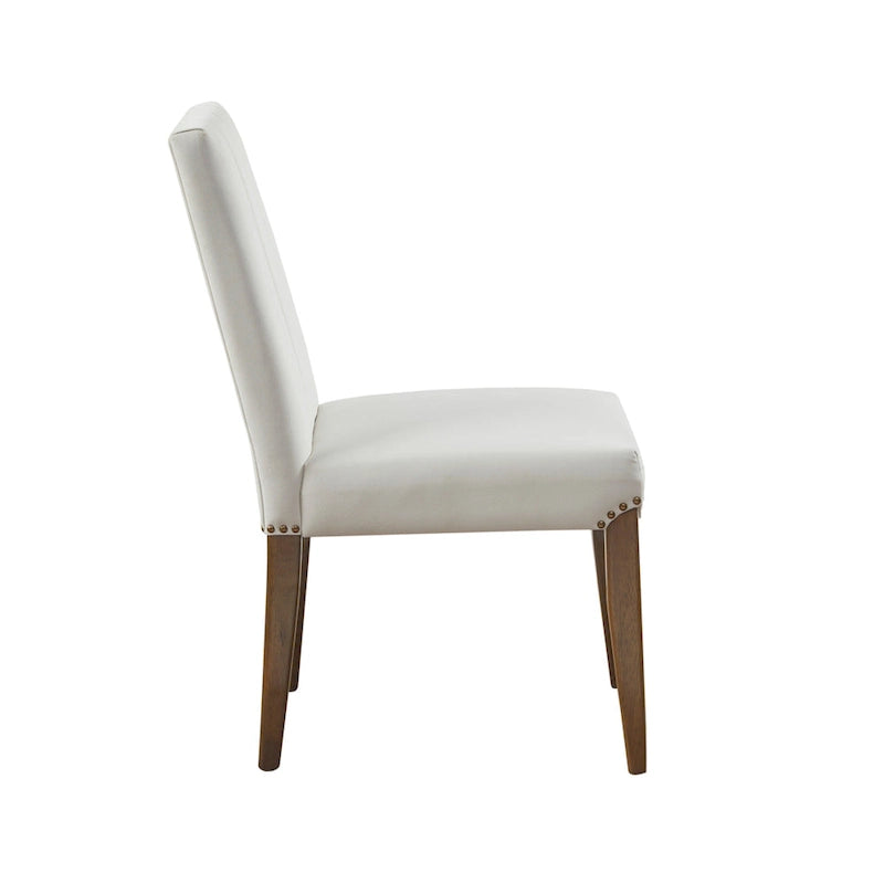 Cream Channel Tufted Upholstered Dining Chair (Set of 2)