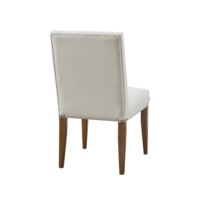 Cream Channel Tufted Upholstered Dining Chair (Set of 2)