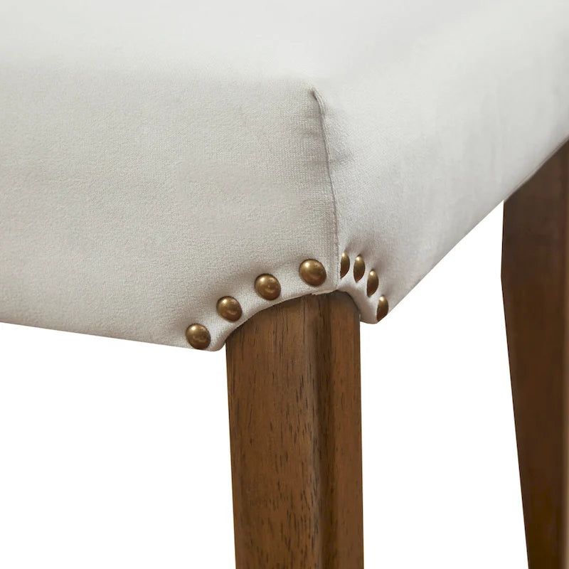 Cream Channel Tufted Upholstered Dining Chair (Set of 2)