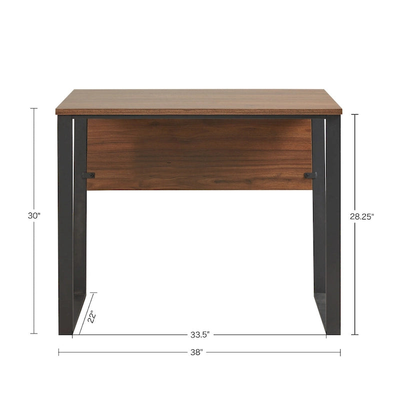 38" Modern Industrial Computer Desk with Metal Legs