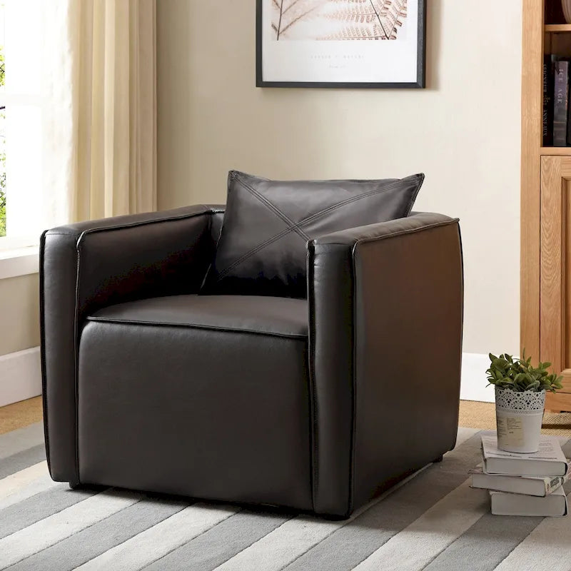Modern Breathable Vinyl Padded Accent Chair