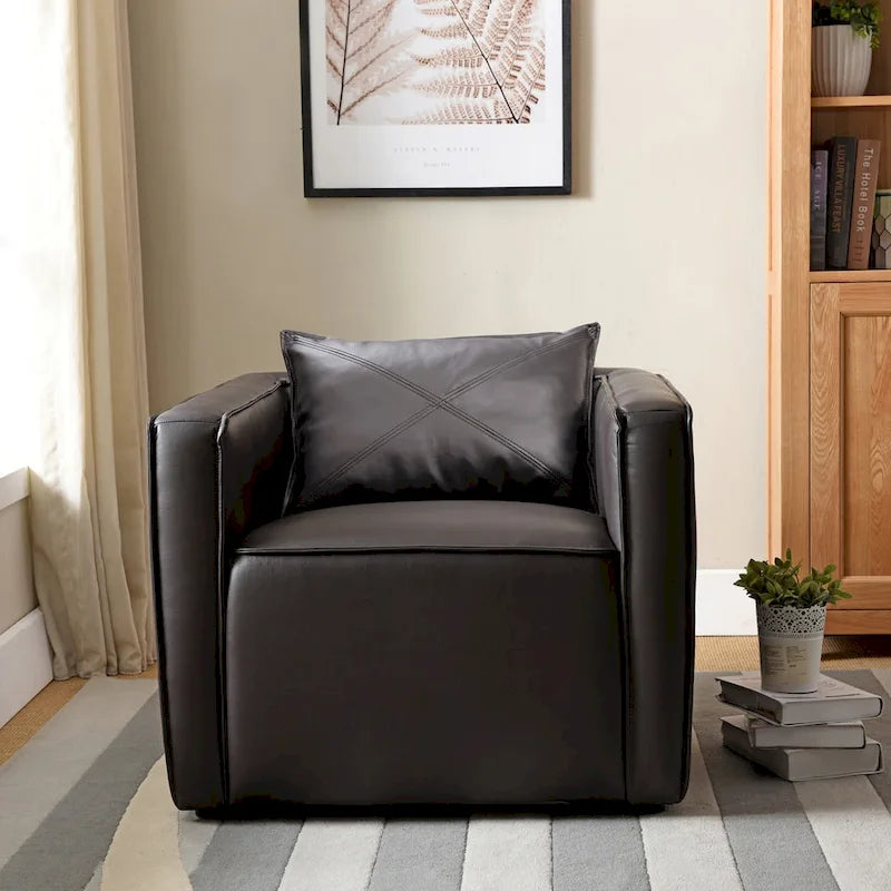 Modern Breathable Vinyl Padded Accent Chair