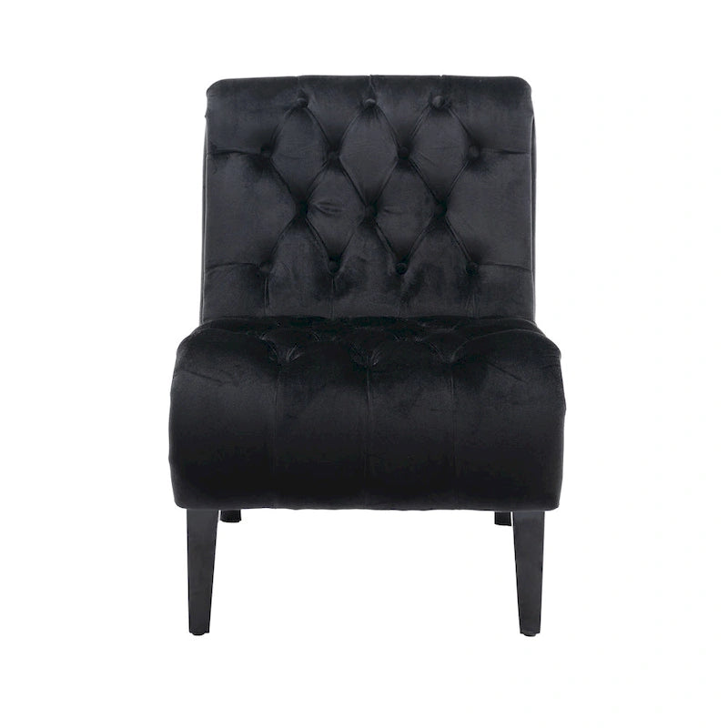 Velvet Upholstered Leisure Chair For Living Room With Wood Legs