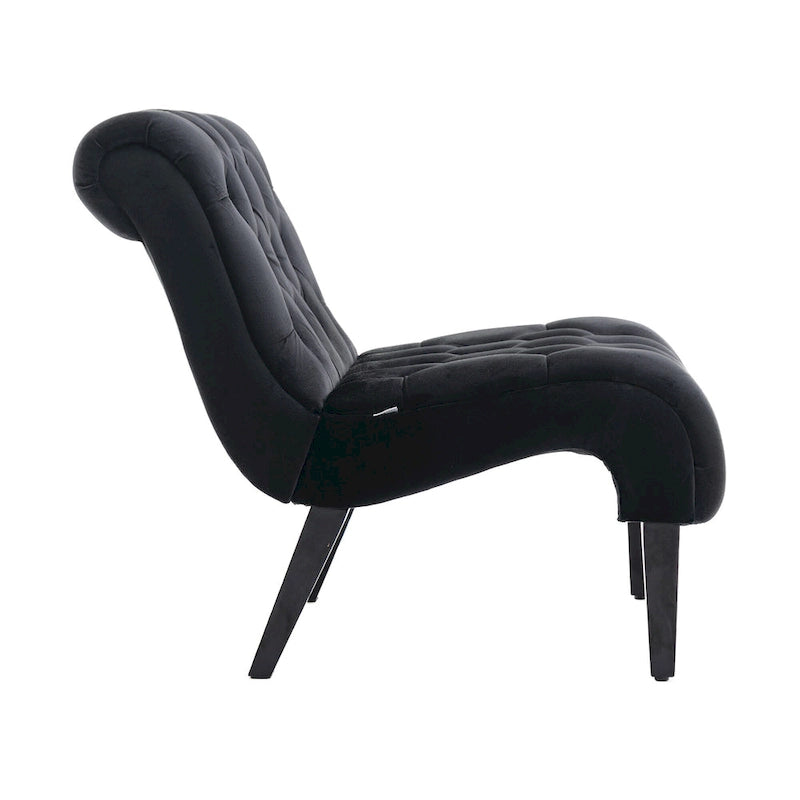 Velvet Upholstered Leisure Chair For Living Room With Wood Legs