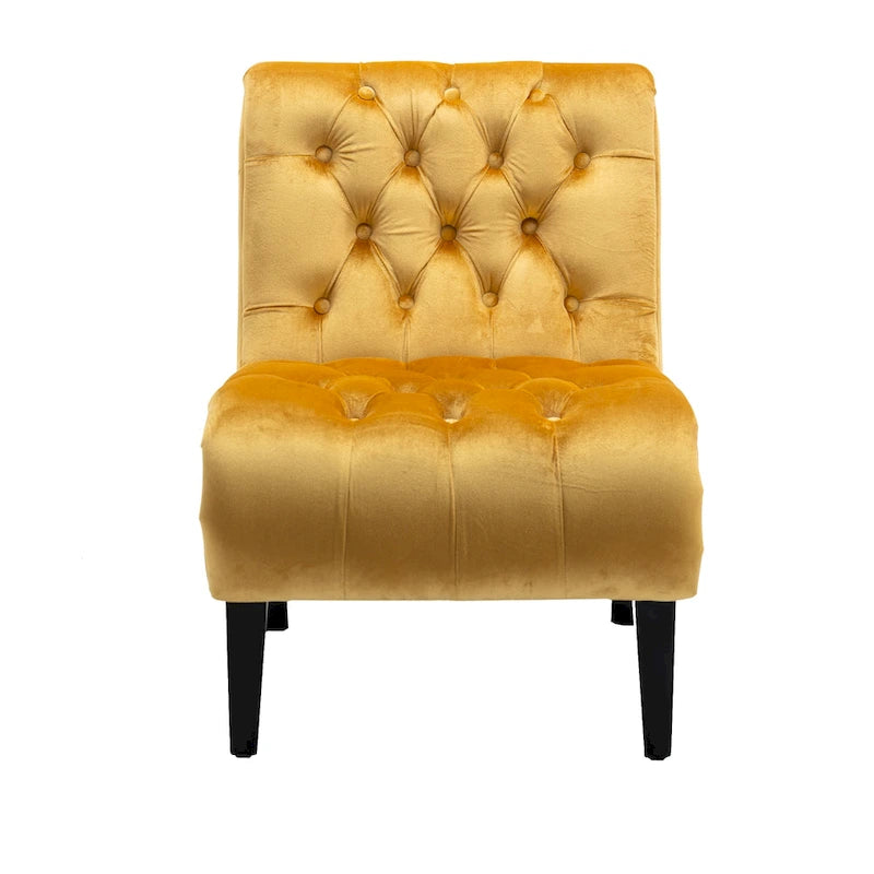 Velvet Upholstered Leisure Chair For Living Room With Wood Legs