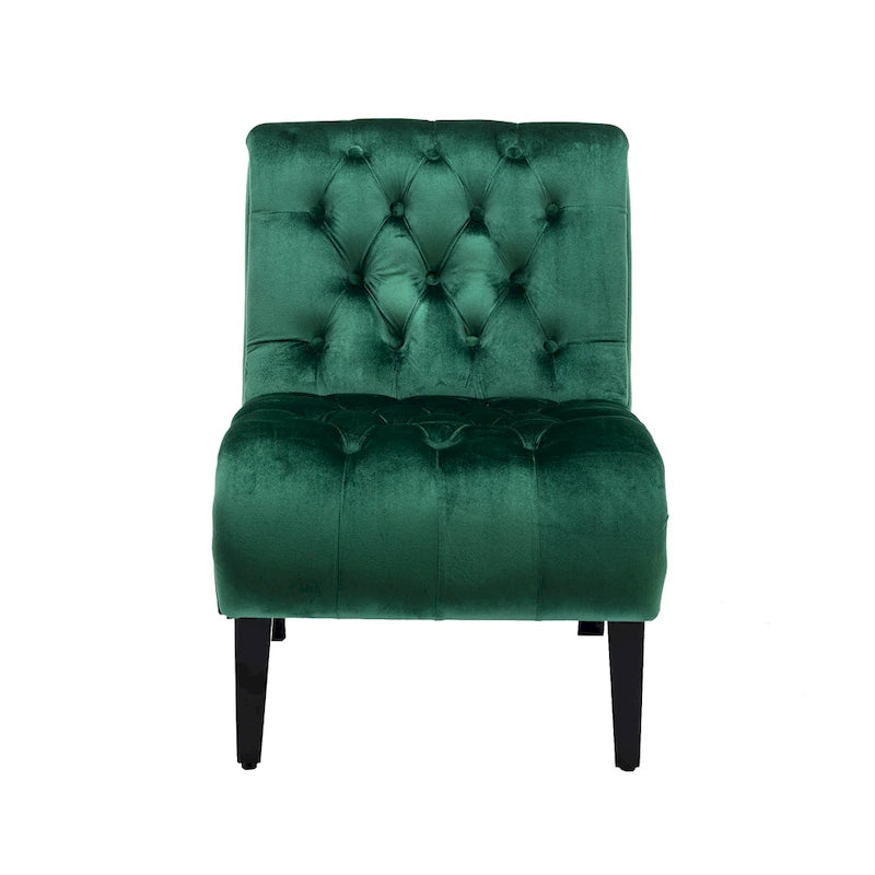 Velvet Upholstered Leisure Chair For Living Room With Wood Legs
