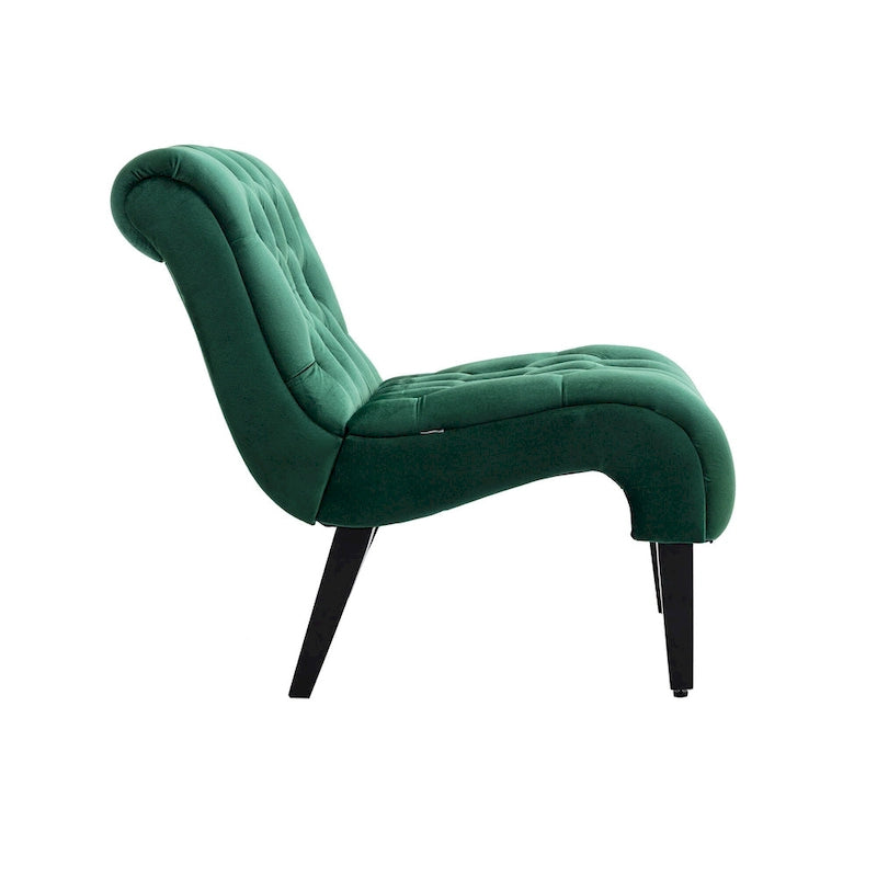 Velvet Upholstered Leisure Chair For Living Room With Wood Legs