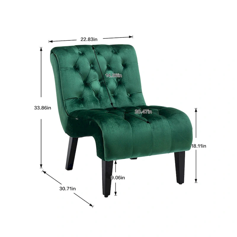 Velvet Upholstered Leisure Chair For Living Room With Wood Legs