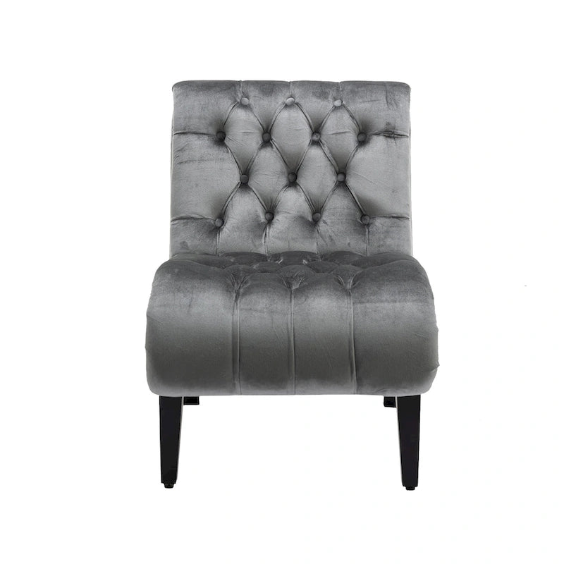 Velvet Upholstered Leisure Chair For Living Room With Wood Legs
