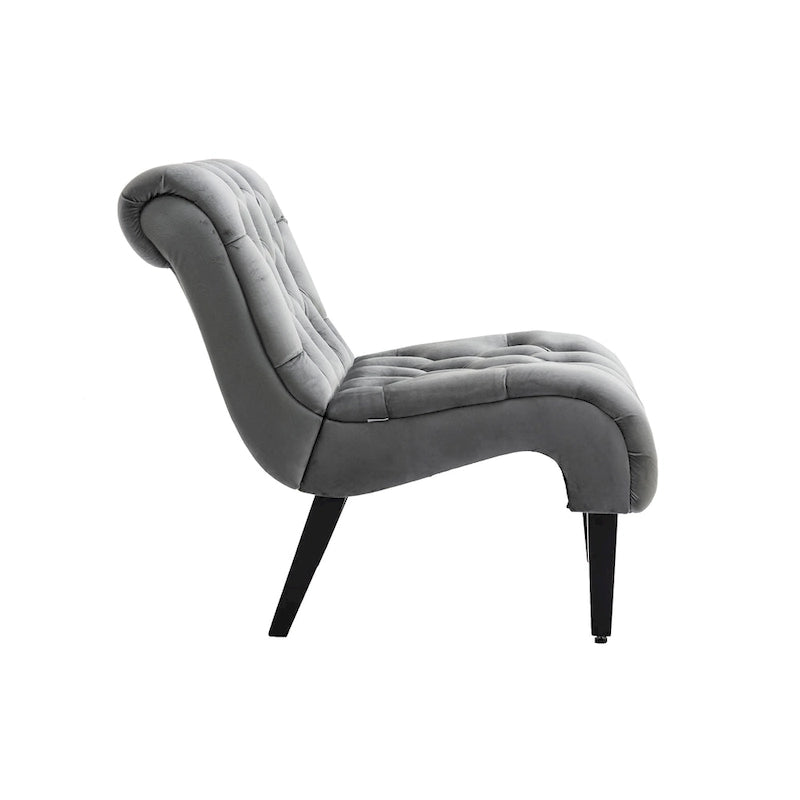Velvet Upholstered Leisure Chair For Living Room With Wood Legs