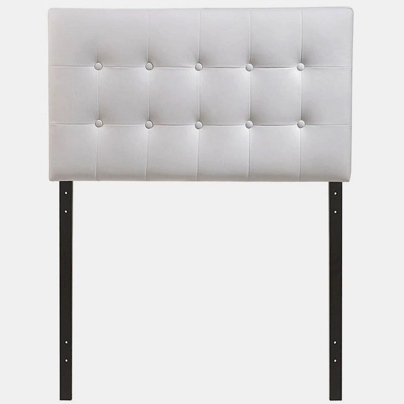 White Upholstered Button-Tufted Twin Headboard