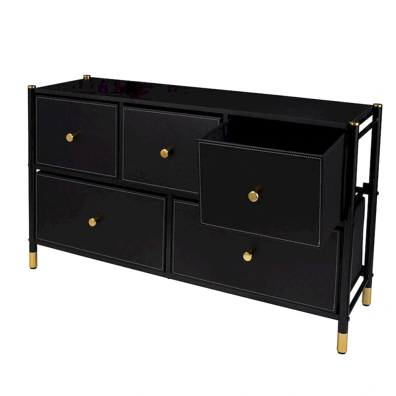 4-Drawer Luxury Dresser with Gold Accents