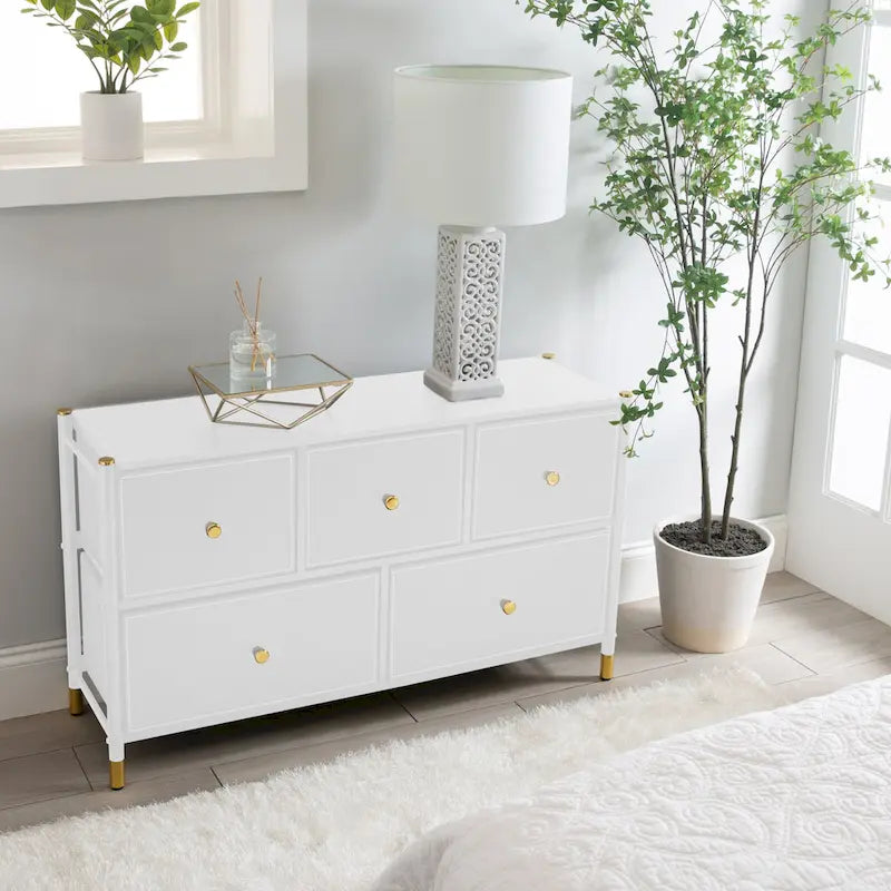 4-Drawer Luxury Dresser with Gold Accents