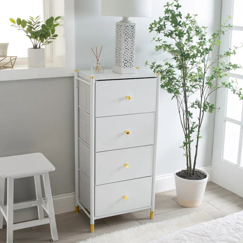 4-Drawer Luxury Dresser with Gold Accents