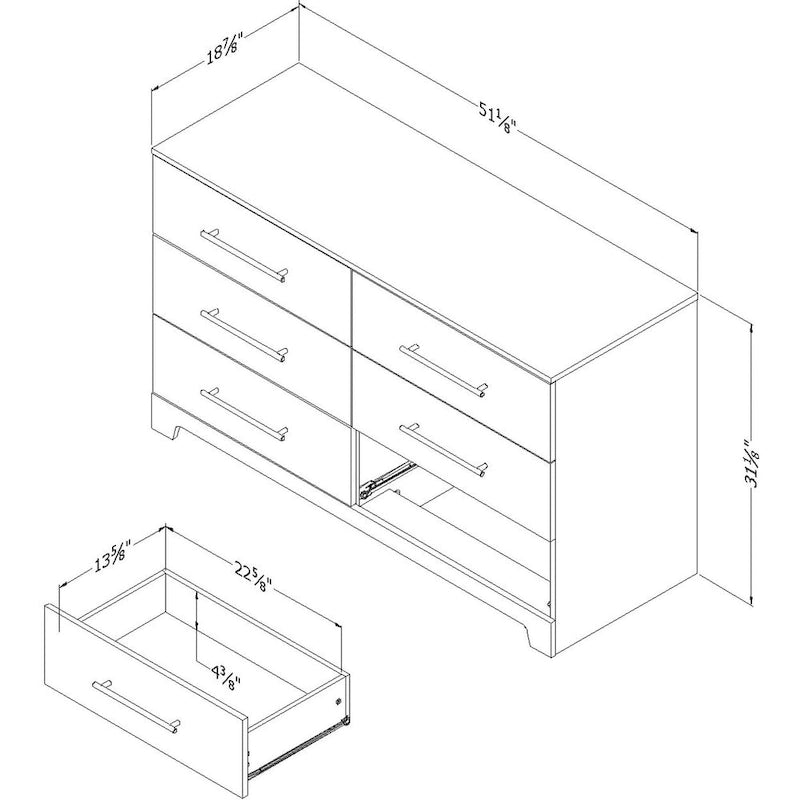 Contemporary 6-Drawer Double Dresser