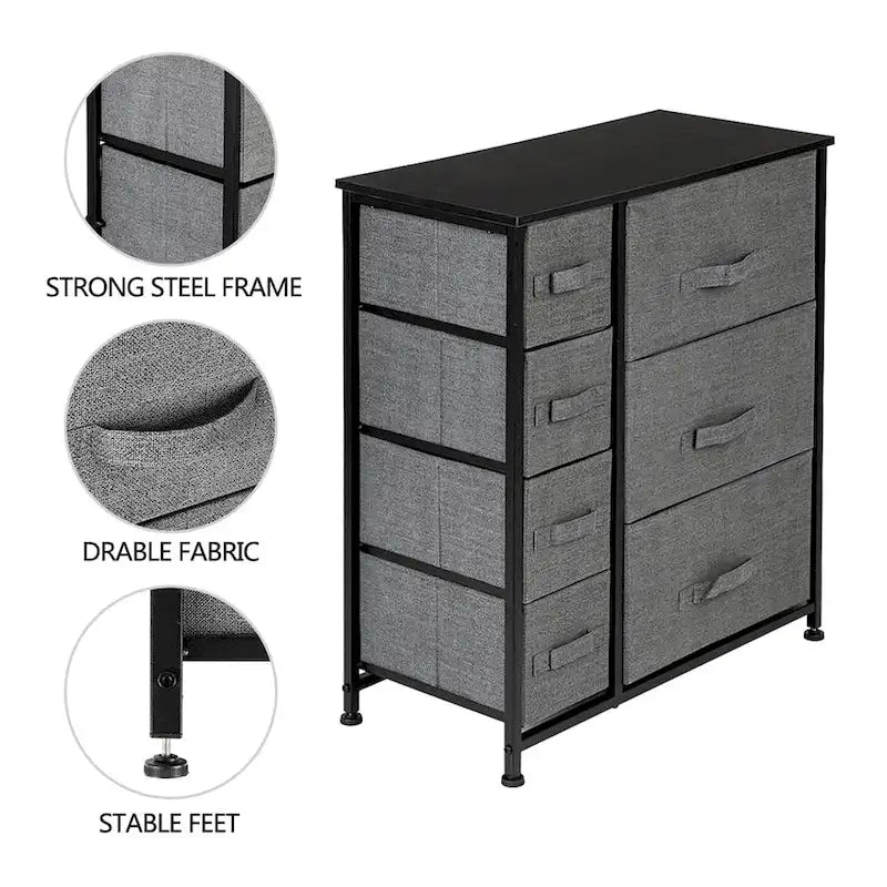 7-Drawer Storage Dresser - Grey