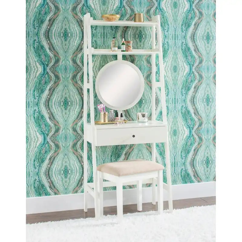 Leaning Vanity With Stool