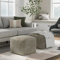 Boho Square Indoor/Outdoor Pouf in Cream
