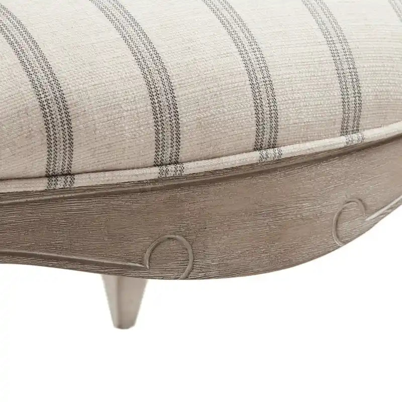 Natural Stripe Camel Back Accent Chair with Exposed Wood Arms