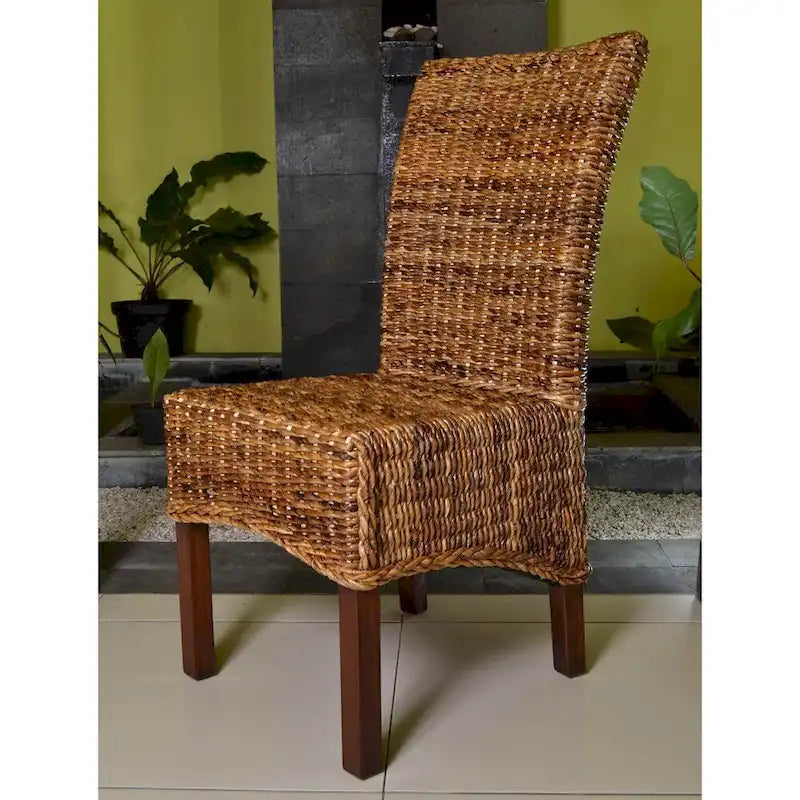 Woven Abaca Mahogany Dining Chair (Set of 2)