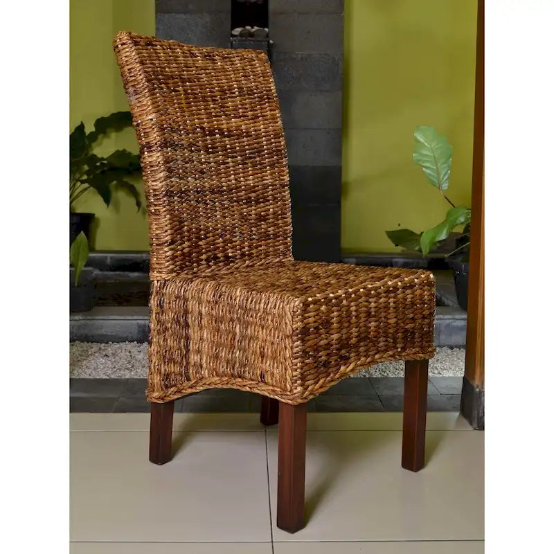 Woven Abaca Mahogany Dining Chair (Set of 2)