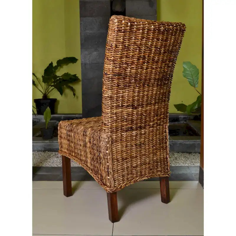 Woven Abaca Mahogany Dining Chair (Set of 2)