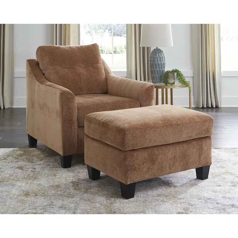 Upholstered Accent Ottoman with Tapered Legs