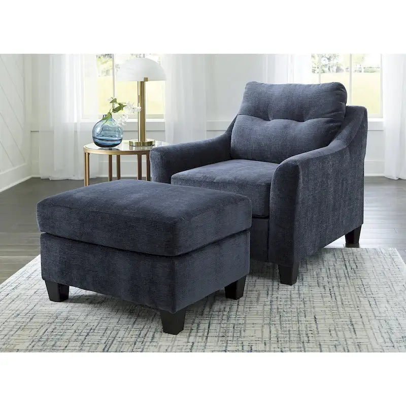 Upholstered Accent Ottoman with Tapered Legs