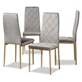 Modern Glam 4-Piece Velvet Dining Chair Set with Gold Legs