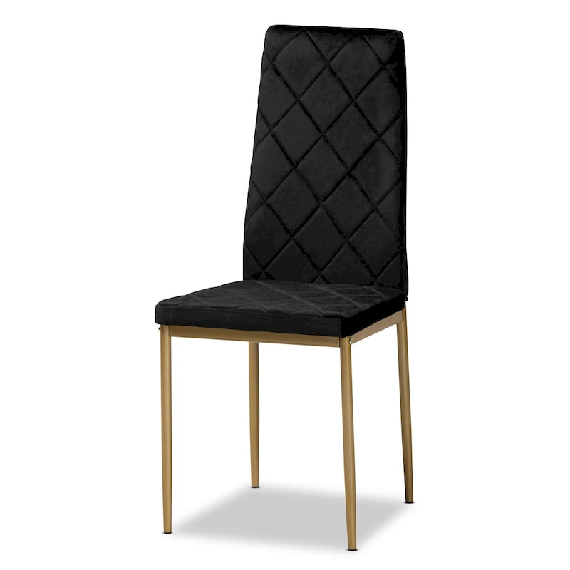 Modern Glam 4-Piece Velvet Dining Chair Set with Gold Legs